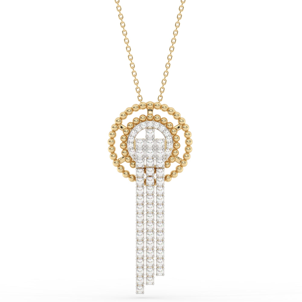 Muse Jewelry 1.25ct G SI 14K Yellow Gold Diamond Beaded Drop Pendant Necklace 18" Long Chain