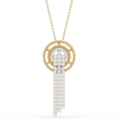 Muse Jewelry 1.25ct G SI 14K Yellow Gold Diamond Beaded Drop Pendant Necklace 18" Long Chain