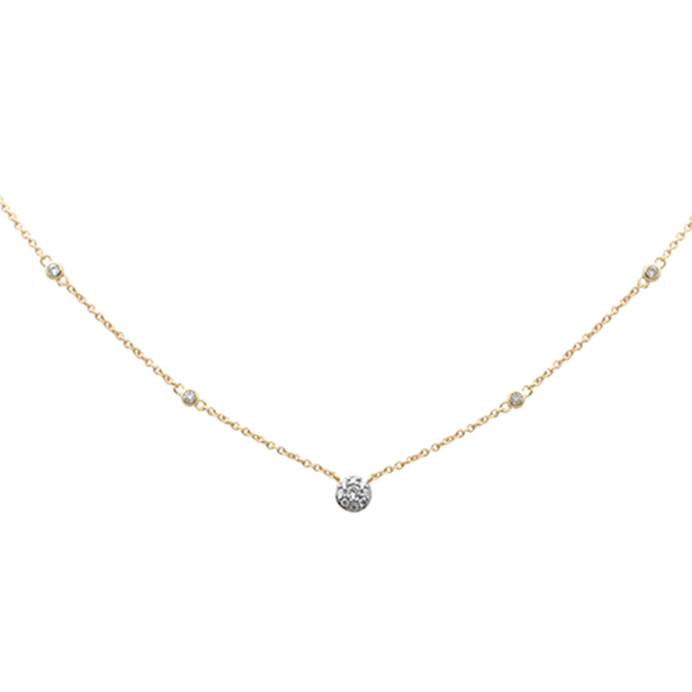 Muse Jewelry .33ct G SI 14K Yellow Gold Round Diamond Pendant Necklace 18" Long Chain