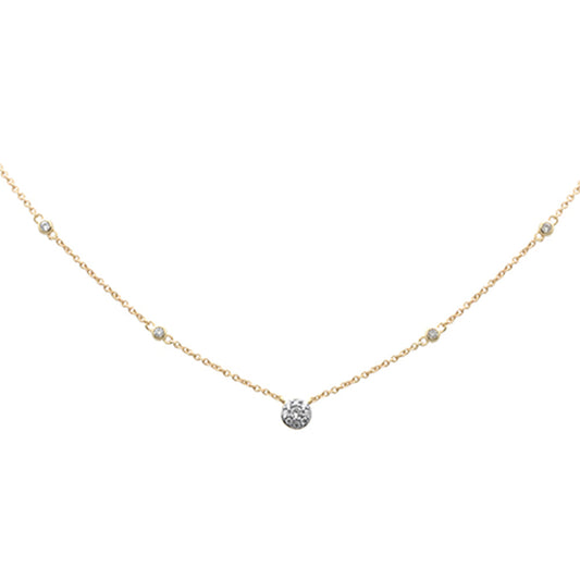 Muse Jewelry .33ct G SI 14K Yellow Gold Round Diamond Pendant Necklace 18" Long Chain