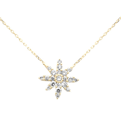 Muse Jewelry .33ct G SI 14K Yellow Gold Diamond Starburst Pendant Necklace 18" Long Chain