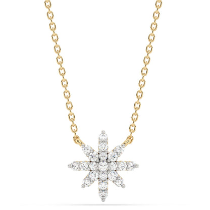 Muse Jewelry .33ct G SI 14K Yellow Gold Diamond Starburst Pendant Necklace 18" Long Chain