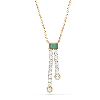 Muse Jewelry 1.37ct G SI 14K Yellow Gold Diamond & Emerald Gemstones Pendant Necklace 14+2" Ext. Chain