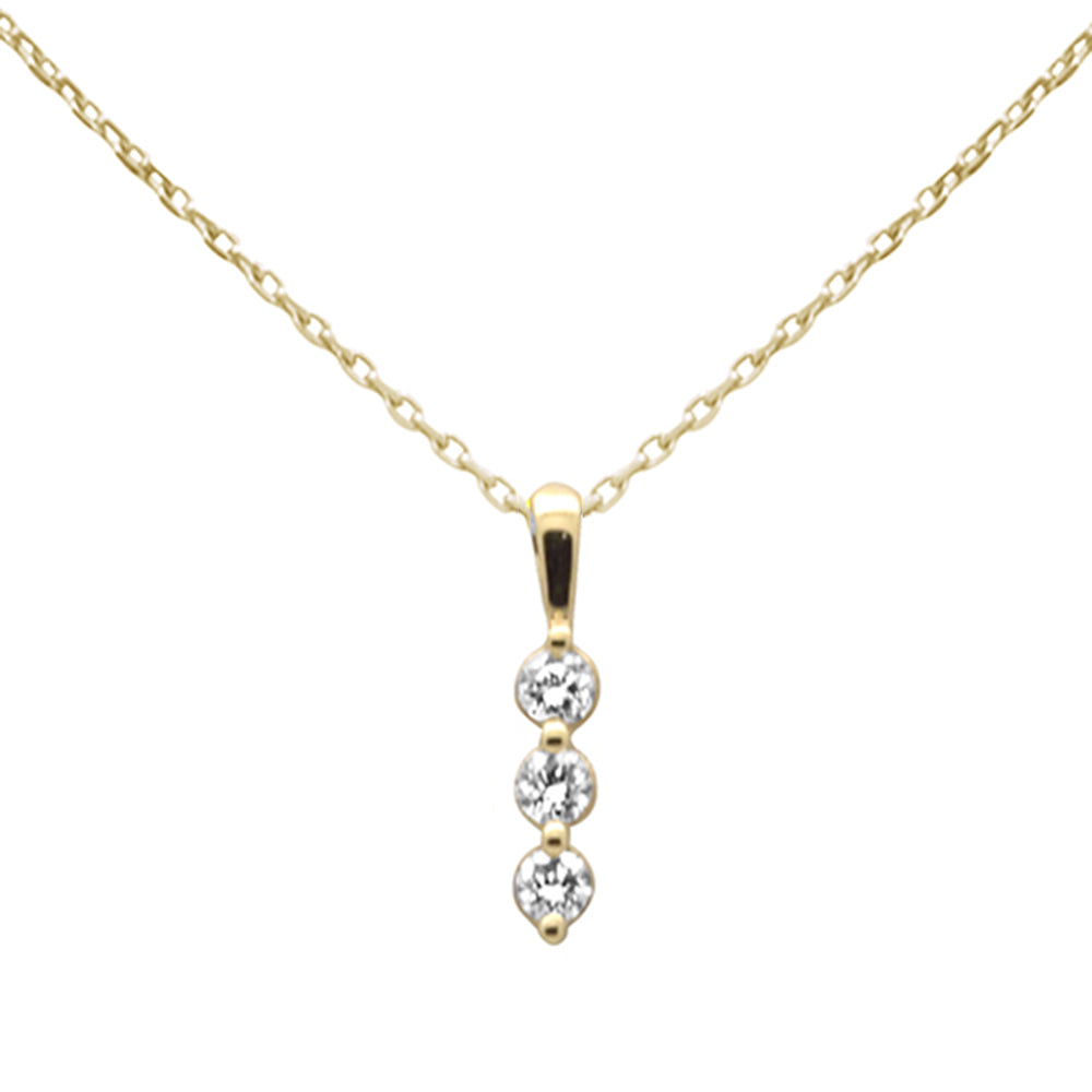 Muse Jewelry .20ct G SI 14K Yellow Gold Three Stone Diamond Pendant Necklace 18" Long Chain