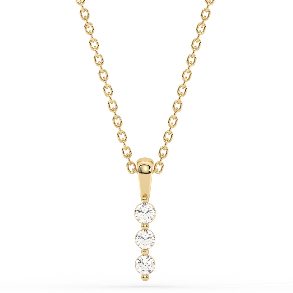 Muse Jewelry .20ct G SI 14K Yellow Gold Three Stone Diamond Pendant Necklace 18" Long Chain