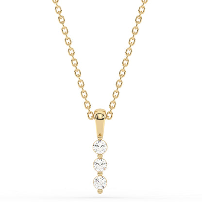 Muse Jewelry .20ct G SI 14K Yellow Gold Three Stone Diamond Pendant Necklace 18" Long Chain