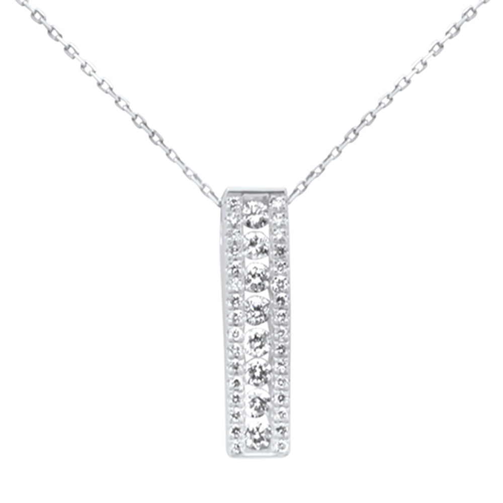 Muse Jewelry .63ct G SI 14K White Gold Diamond Drop Pendant Necklace 18" Long