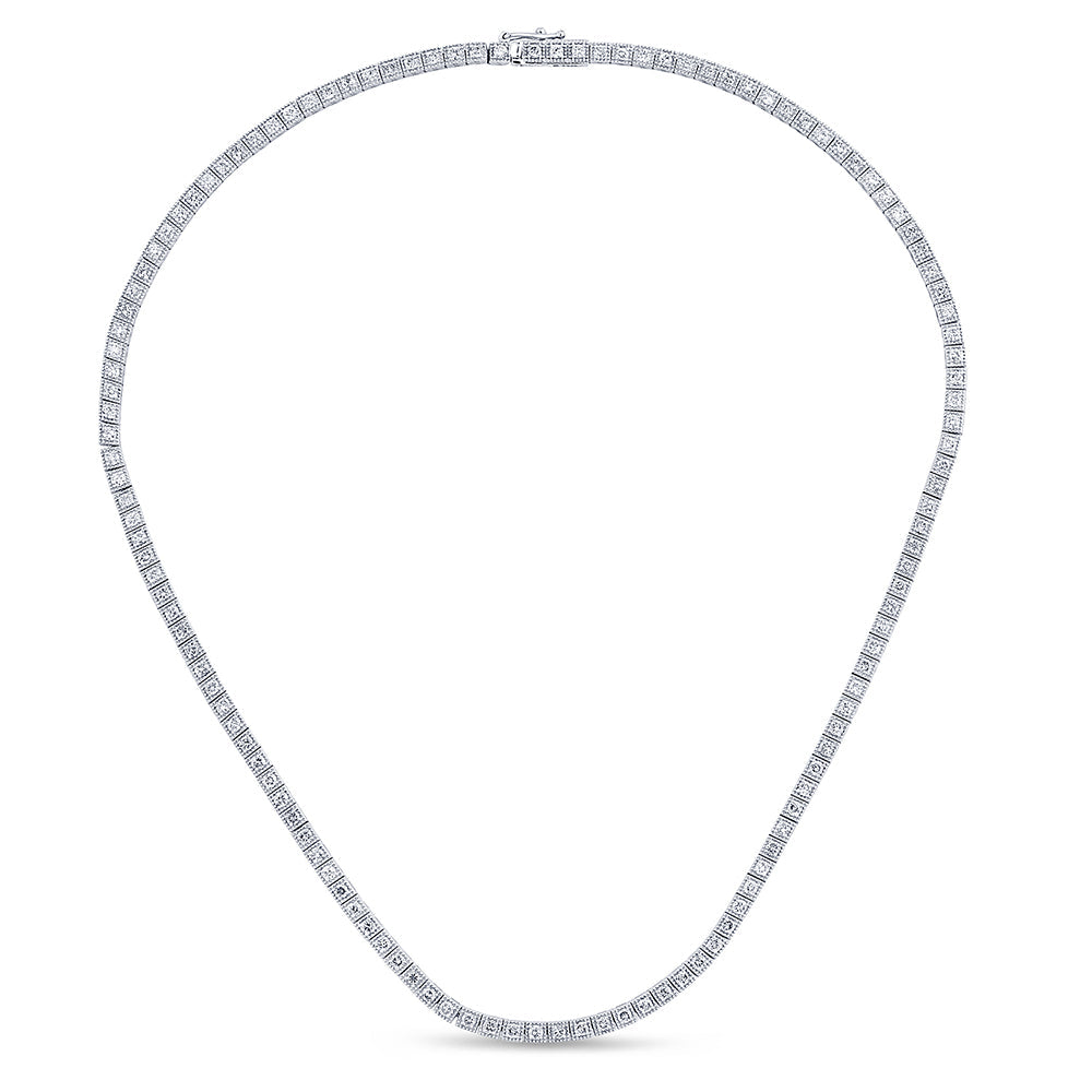 Muse Jewelry 4.53ct G SI 14K White Gold Diamond Beaded Tennis Pendant Necklace 16" Long