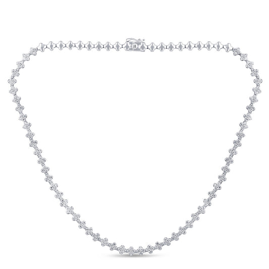 Muse Jewelry 5.27ct G SI 14K White Gold Diamond Flower Necklace 16" Long
