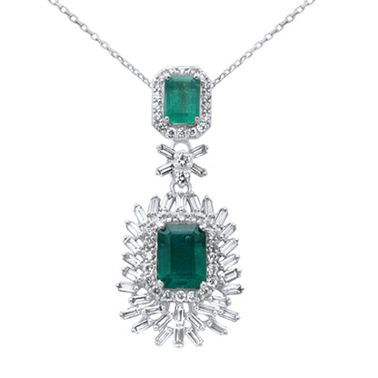 Muse Jewelry 4.85ct G SI 14K White Gold Diamond & Natural Emerald Gemstones Pendant