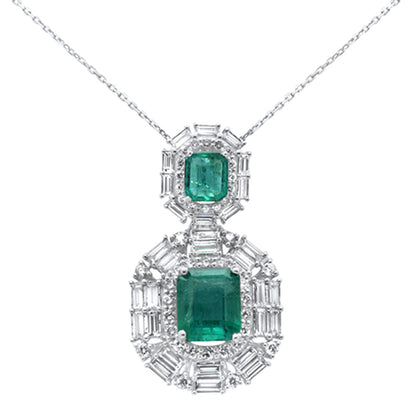 Muse Jewelry 8.23ct G SI 14K White Gold Diamond & Natural Emerald Gemstones Pendant