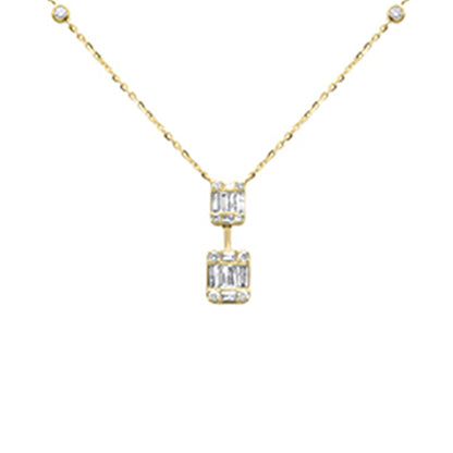 Muse Jewelry .37ct G SI 14K Yellow Gold Round & Baguette Diamond Pendant Necklace 16+2" Ext Long