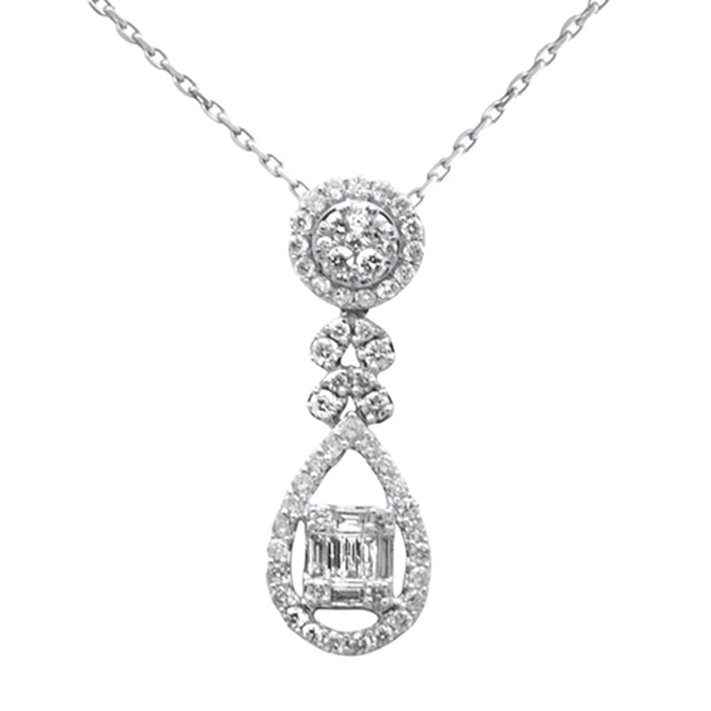 Muse Jewelry .53ct G SI 14K White Gold Diamond Pendant Necklace 18" Long Chain