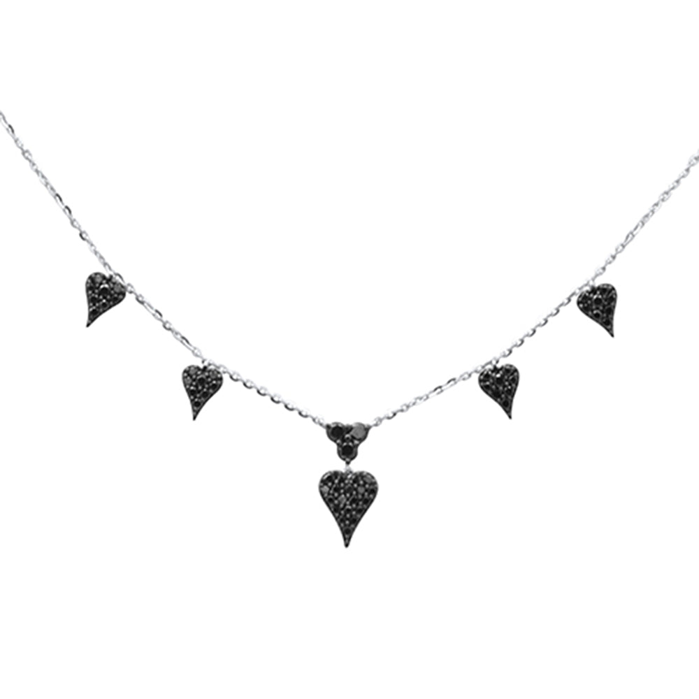 Muse Jewelry .40ct G SI 14K White Gold Black Diamond Heart Pendant Necklace 16+2" Ext Long