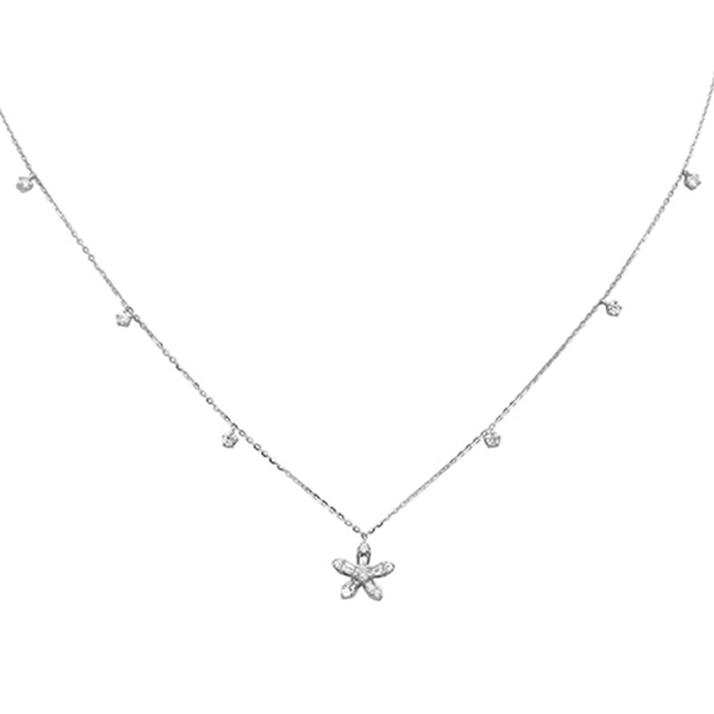 Muse Jewelry .44ct G SI 14K White Gold Round & Baguette Diamond Pendant Necklace 16+2" Ext Long