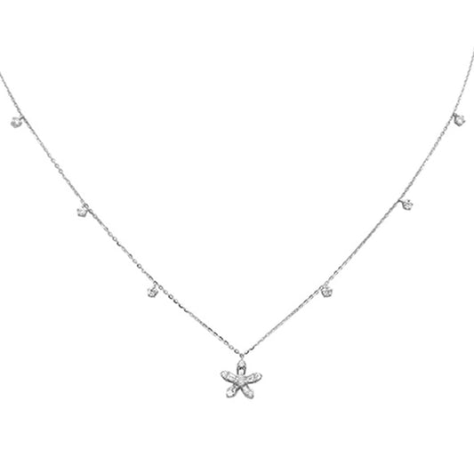 Muse Jewelry .44ct G SI 14K White Gold Round & Baguette Diamond Pendant Necklace 16+2" Ext Long