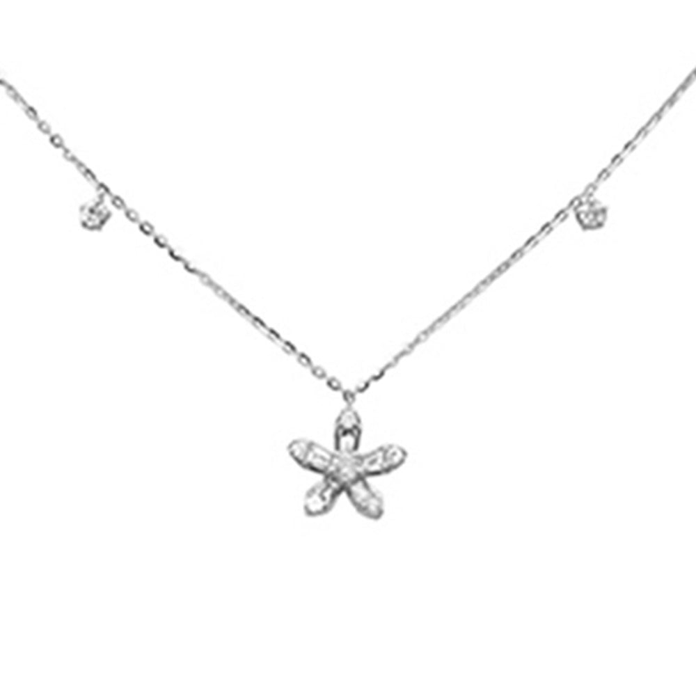 Muse Jewelry .44ct G SI 14K White Gold Round & Baguette Diamond Pendant Necklace 16+2" Ext Long