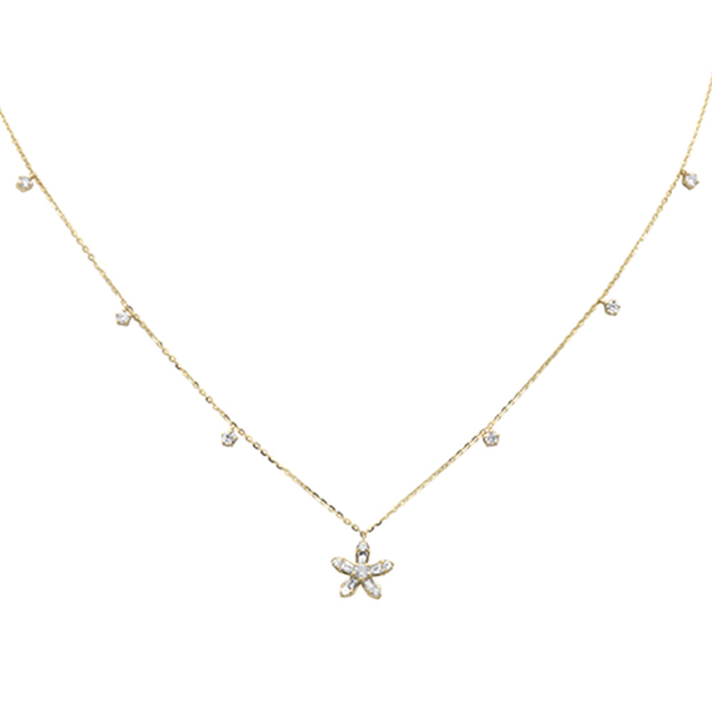 Muse Jewelry .44ct G SI 14K Yellow Gold Round & Baguette Diamond Pendant Necklace 16+2" Ext Long