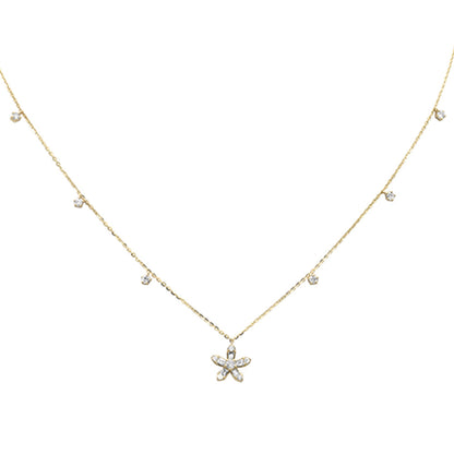 Muse Jewelry .44ct G SI 14K Yellow Gold Round & Baguette Diamond Pendant Necklace 16+2" Ext Long