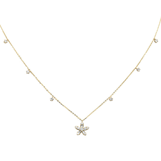 Muse Jewelry .44ct G SI 14K Yellow Gold Round & Baguette Diamond Pendant Necklace 16+2" Ext Long