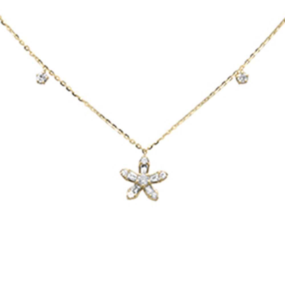 Muse Jewelry .44ct G SI 14K Yellow Gold Round & Baguette Diamond Pendant Necklace 16+2" Ext Long