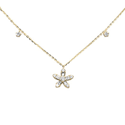 Muse Jewelry .44ct G SI 14K Yellow Gold Round & Baguette Diamond Pendant Necklace 16+2" Ext Long