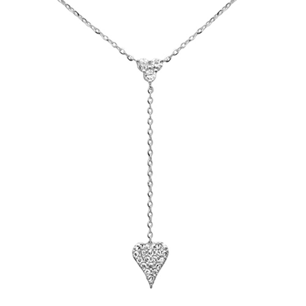 Muse Jewelry .19ct G SI 14K White Gold Diamond Heart Shape Drop Pendant Necklace 16+2" Ext Long