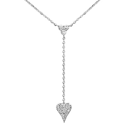 Muse Jewelry .19ct G SI 14K White Gold Diamond Heart Shape Drop Pendant Necklace 16+2" Ext Long