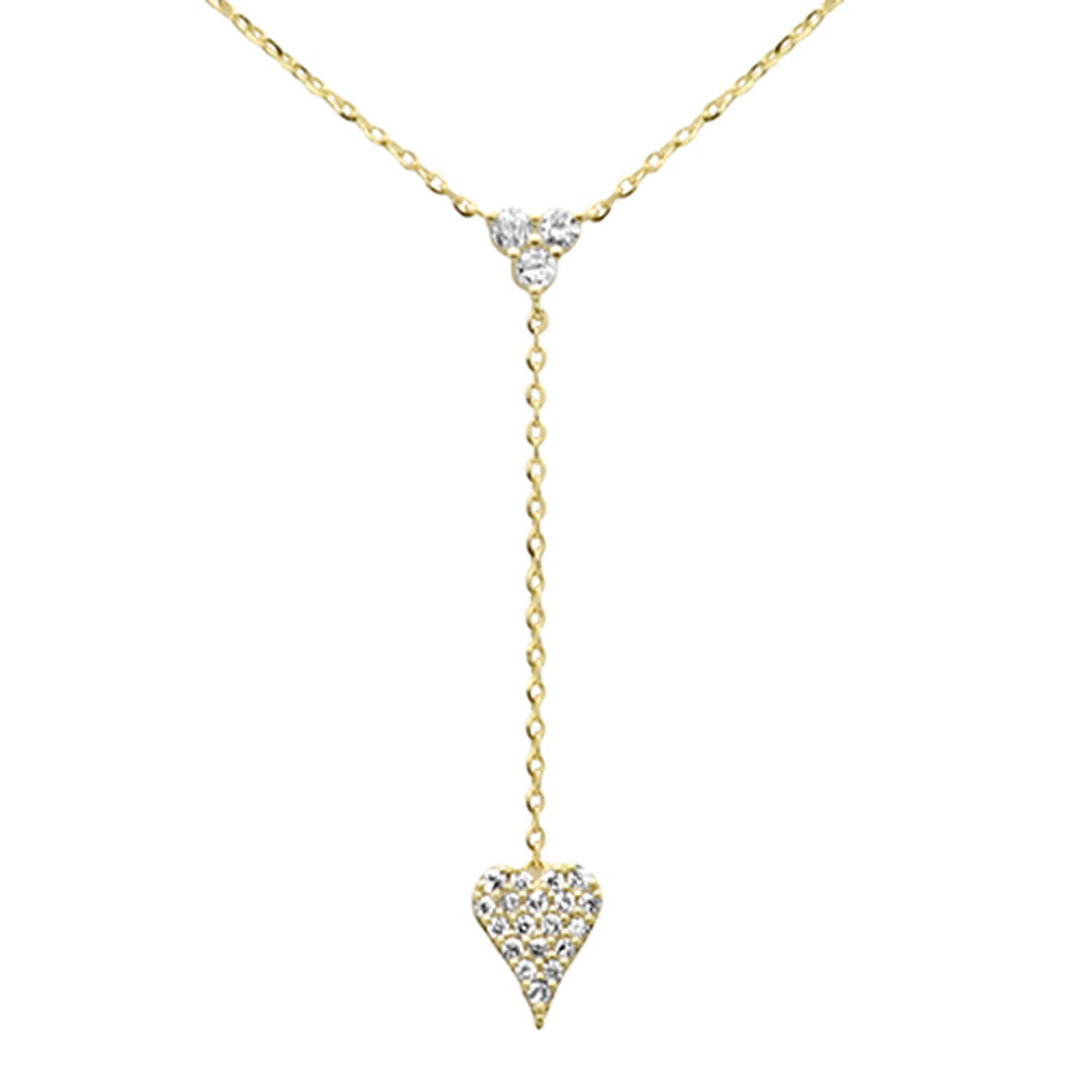 Muse Jewelry .17ct G SI 14K Yellow Gold Diamond Heart Shape Drop Pendant Necklace 16+2" Ext Long