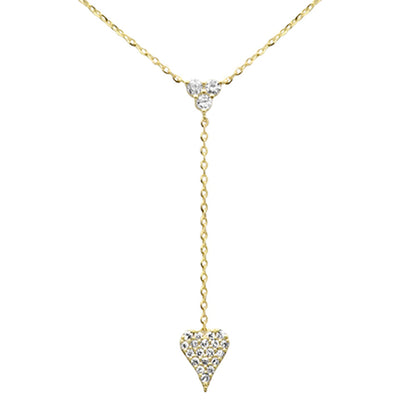 Muse Jewelry .17ct G SI 14K Yellow Gold Diamond Heart Shape Drop Pendant Necklace 16+2" Ext Long