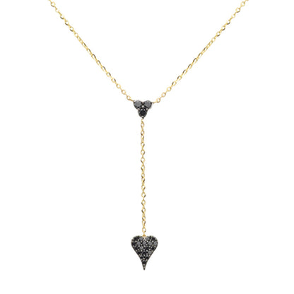 Muse Jewelry .20ct G SI 14K Yellow Gold Diamond Black Diamond Heart Drop Pendant Necklace 16+2" Ext Long