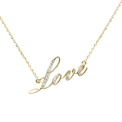 Muse Jewelry .08ct G SI 14K Yellow Gold Diamond " Love" Pendant Necklace 14+2" Ext Long