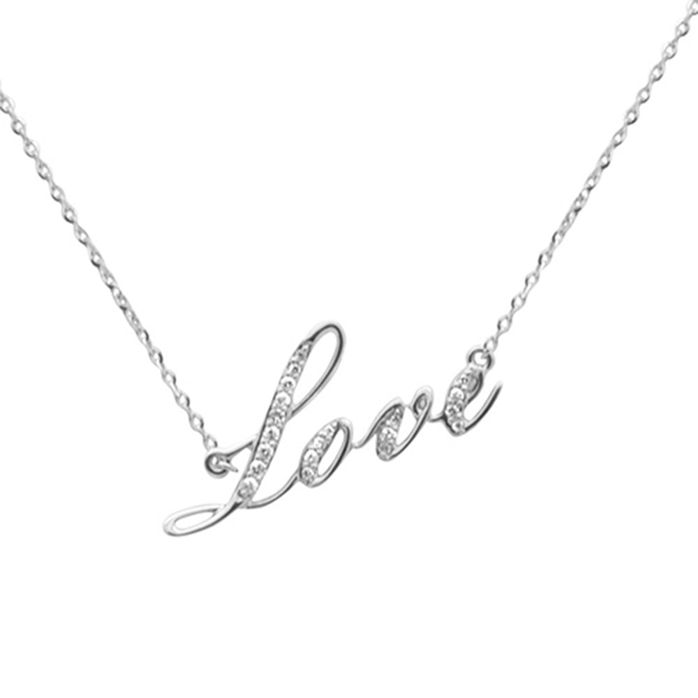 Muse Jewelry .08ct G SI 14K White Gold Diamond " Love" Pendant Necklace 14+2" Ext Long