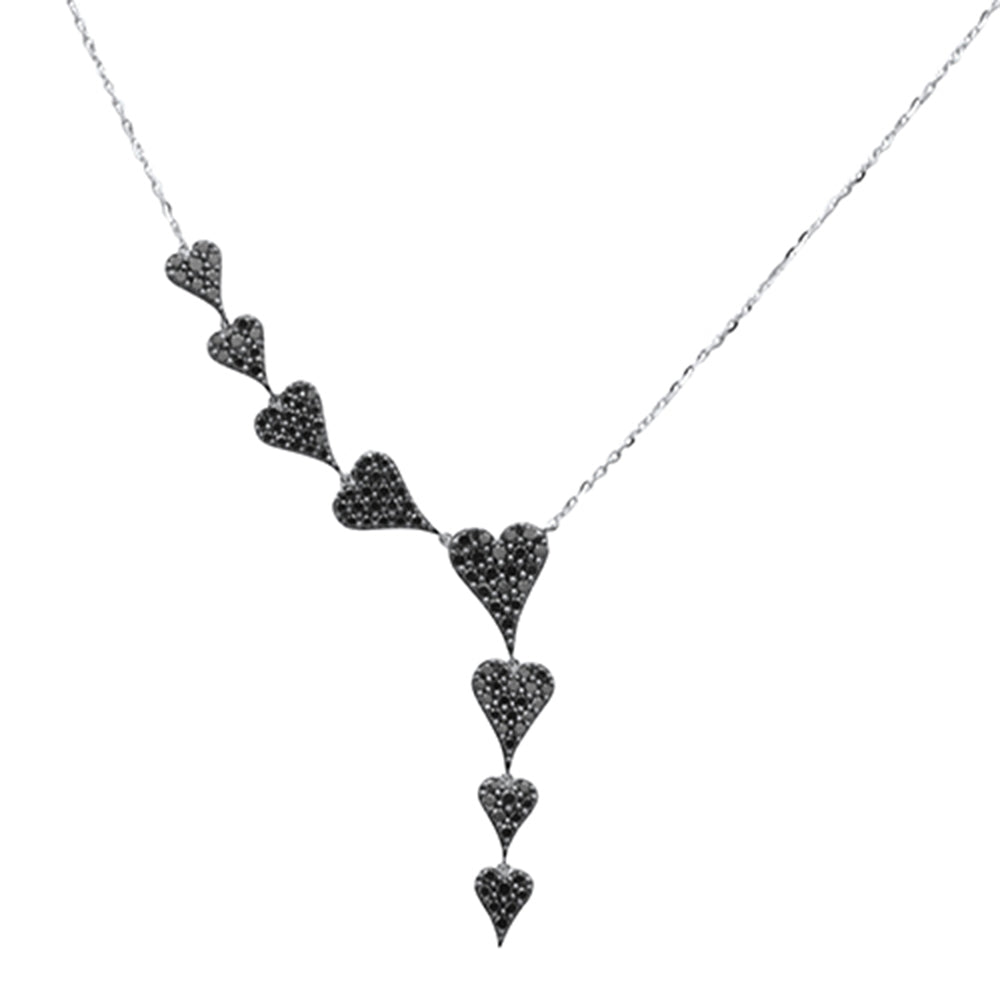 Muse Jewelry .85ct G SI 14K White Gold Black Diamond Heart Drop Pendant Necklace 16+2" Ext Long