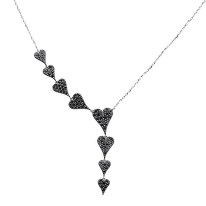 Muse Jewelry .85ct G SI 14K White Gold Black Diamond Heart Drop Pendant Necklace 16+2" Ext Long