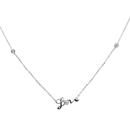 Muse Jewelry .07ct G SI 14K White Gold Diamond " Love" Pendant Necklace 16+2" Ext Long