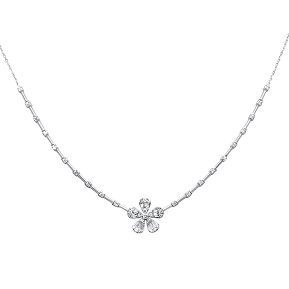 Muse Jewelry .51ct G SI 14K White Gold Round & Baguette Diamond Pendant Necklace 16+2" Ext Long