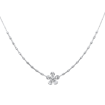 Muse Jewelry .51ct G SI 14K White Gold Round & Baguette Diamond Pendant Necklace 16+2" Ext Long