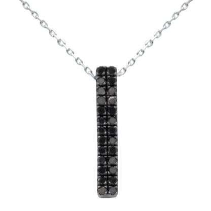 Muse Jewelry .20ct G SI 14K White Gold Black Diamond Drop Pendant Necklace 18" Long