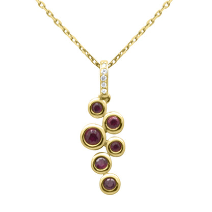 Muse Jewelry .45ct G SI 14K Yellow Gold Diamond & Ruby Gemstones Pendant Necklace 18" Long