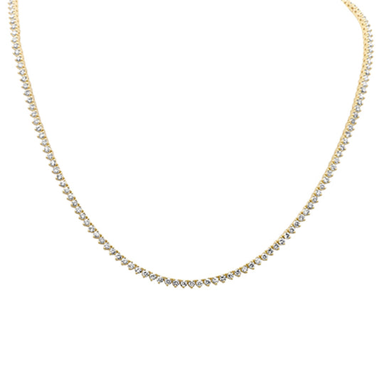 Muse Jewelry 5.00ct G SI 3 Prong 14K Yellow Gold Diamond Elegant Tennis Necklace 16" Long