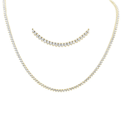 Muse Jewelry 5.00ct G SI 3 Prong 14K Yellow Gold Diamond Elegant Tennis Necklace 16" Long