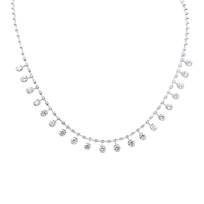 Muse Jewelry 5.78ct G SI 14K White Gold Diamond Elegant Drop Pendant Necklace 16" Long