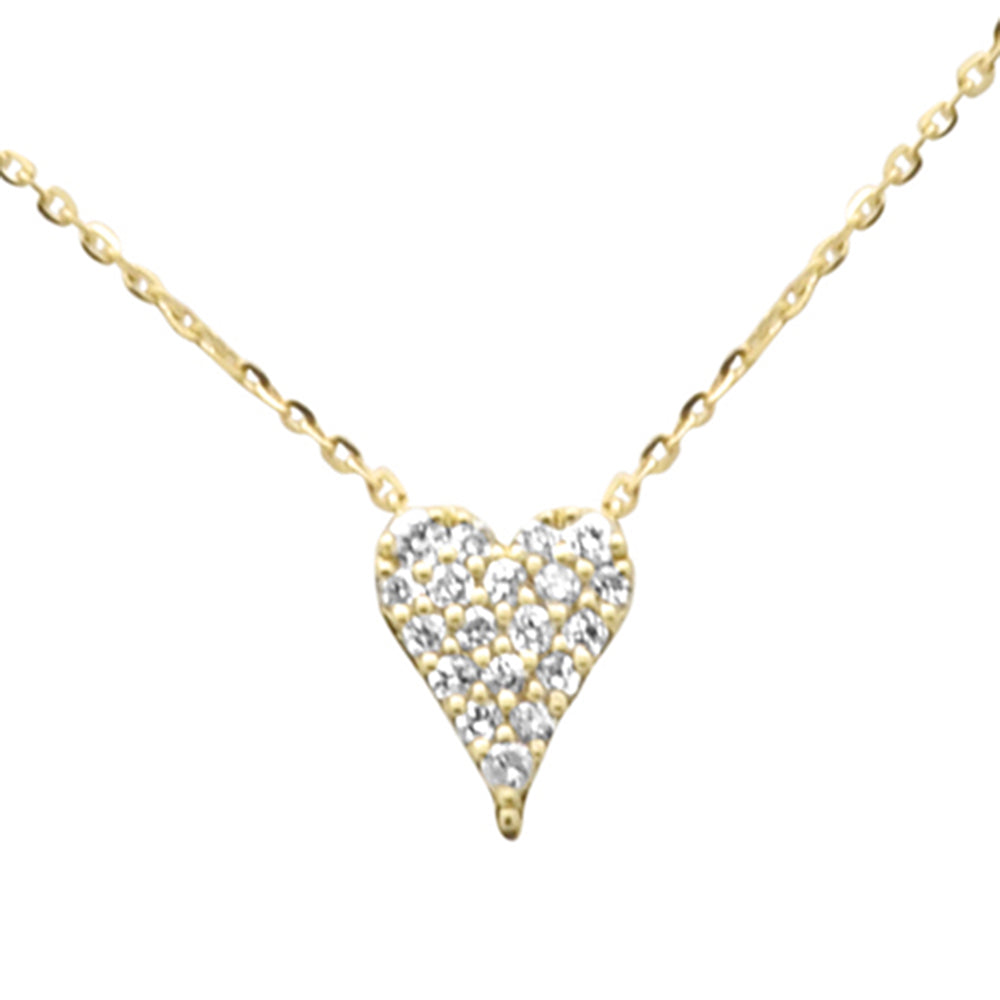 Muse Jewelry .17ct G SI 14K Yellow Gold Heart Shape Diamond Pendant Necklace 18" Long