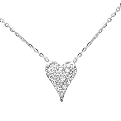 Muse Jewelry .17ct G SI 14K White Gold Heart Shape Diamond Pendant Necklace 18" Long