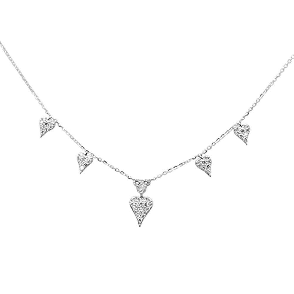 Muse Jewelry .39ct G SI 14K White Gold Heart Shape Diamond Pendant Necklace 18" Long