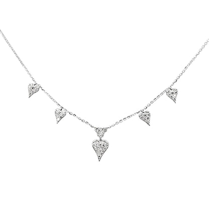 Muse Jewelry .39ct G SI 14K White Gold Heart Shape Diamond Pendant Necklace 18" Long