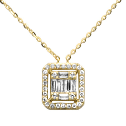 Muse Jewelry .25ct G SI 14K Yellow Gold Round & Baguette Diamond Pendant Necklace 18" Long