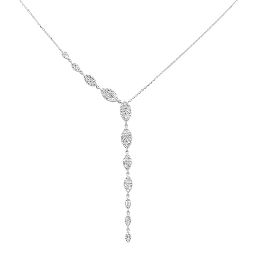 Muse Jewelry .68ct G SI 14K White Gold Diamond Drop Pendant Necklace 18" Long