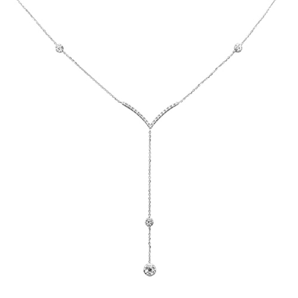 Muse Jewelry .34ct G SI 14K White Gold Diamond Drop Pendant Necklace 18" Long